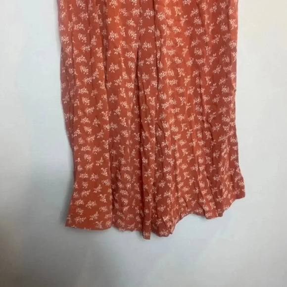 NWT American Eagle Wide Leg Pants Culotte Floral Elastic Waist Rust Mauve Small - Picture 4 of 8